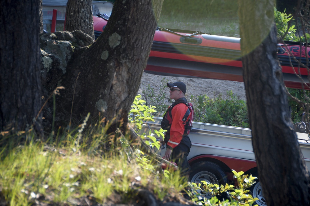 178 CES firefighters practice their swift water rescue skills