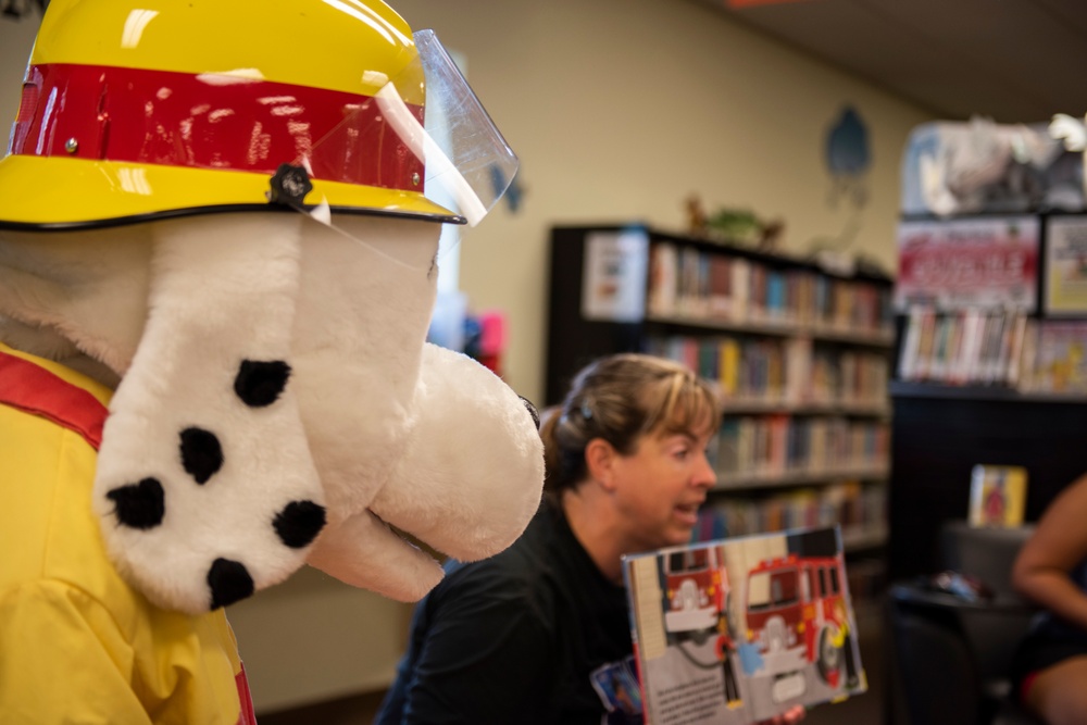 Sparky the Dog visited Moody Air Force Base Library