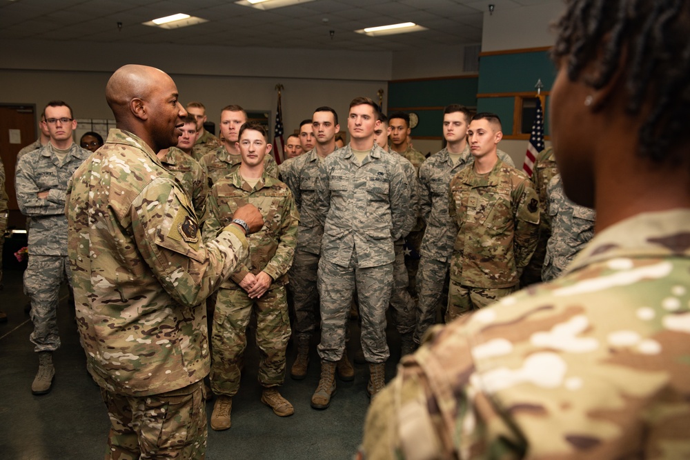 Chief Master Sgt. of the Air Force Kaleth O. Wright visits Airmen from Whiteman AFB