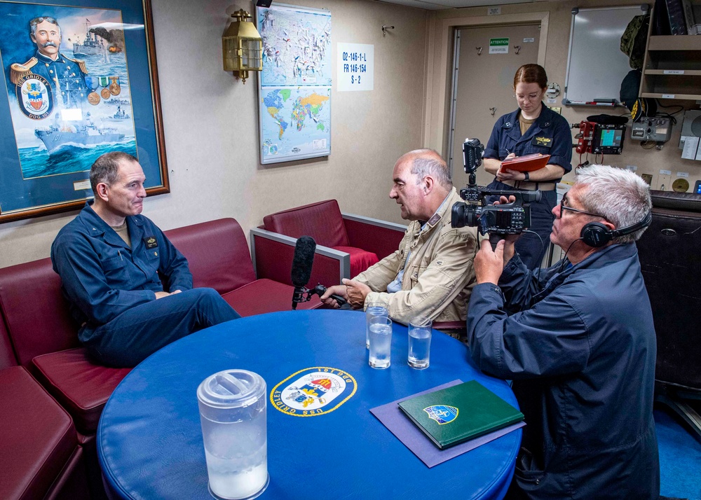 Journalists Interview Rear Adm. Edward Cashman