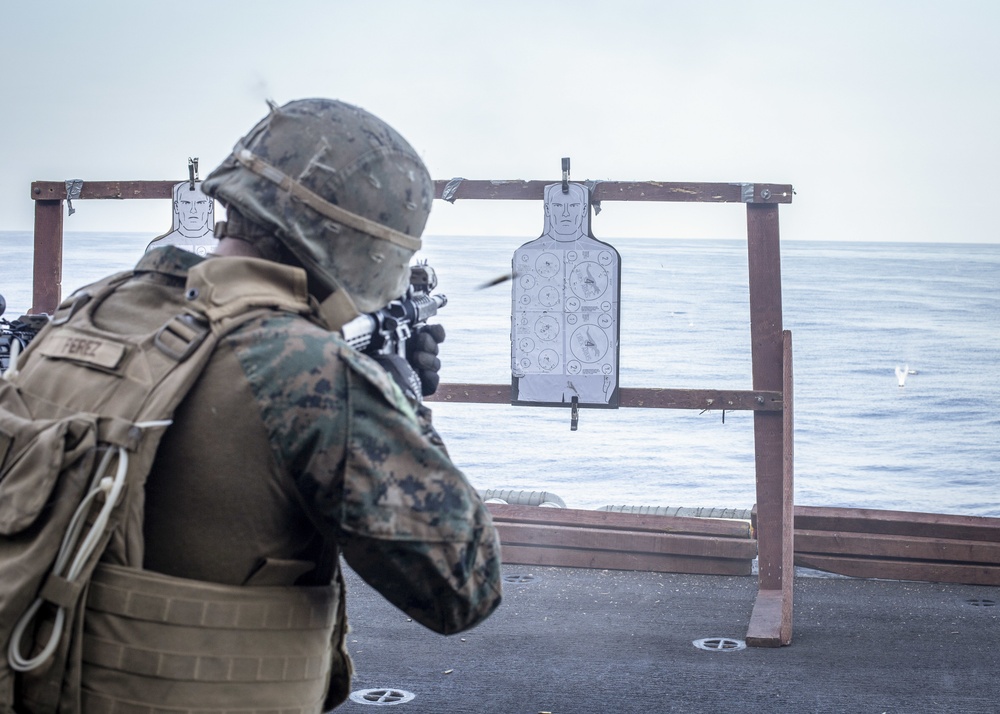 Law Enforcement deck shoot aboard USS Boxer (LHD 4)