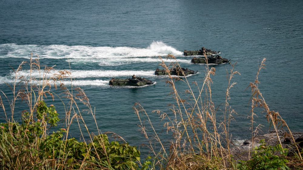Philippine, Japanese, American AAVs transit from ship-to-shore during an amphibious exercise for KAMANDAG 3