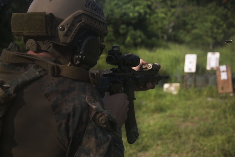 U.S. Marines and Philippine Marines shoot at the range during exercise KAMANDAG 3