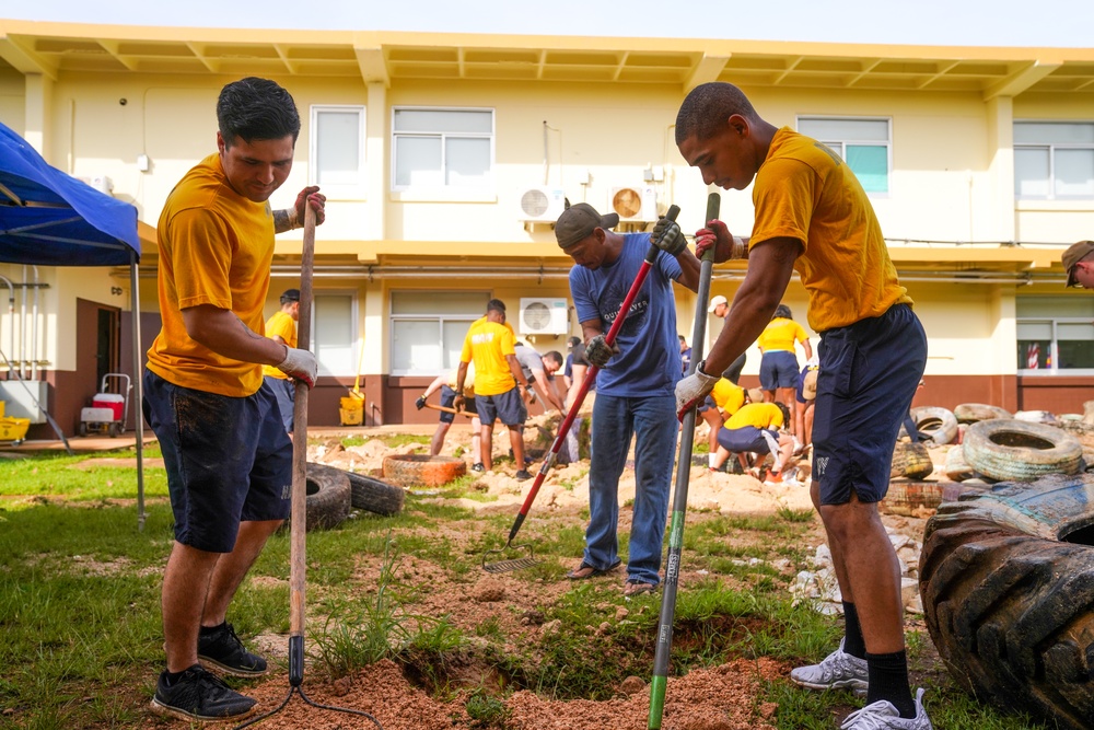 Military Members Clean Up Guahan Academy Charter School