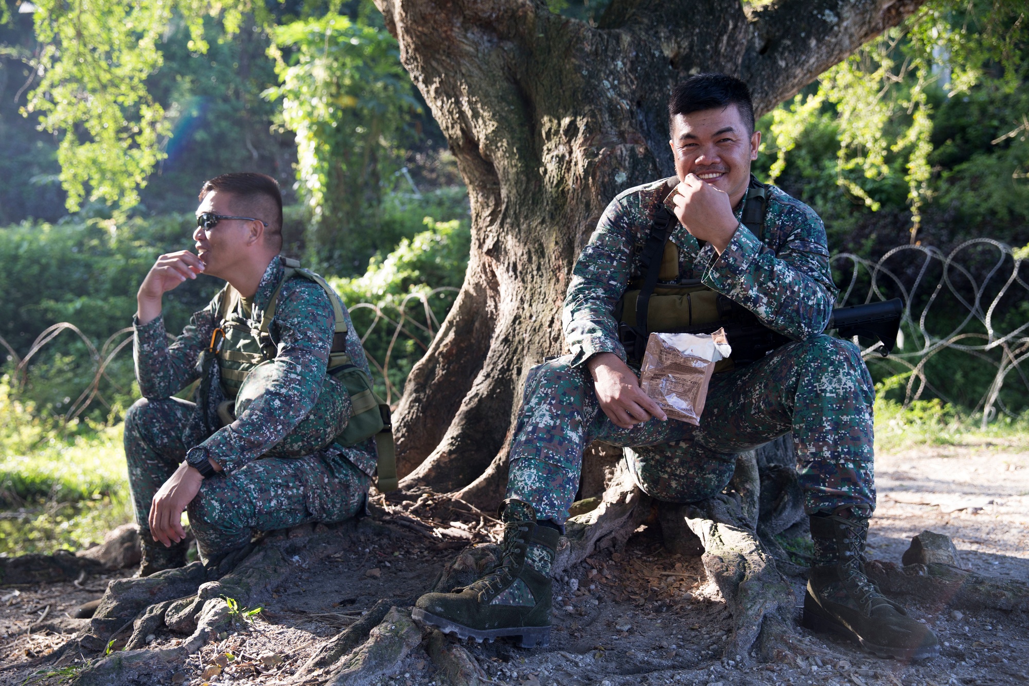 The inscription written on the side of the Philippine Marine Corps LAV-300  reads, We Serve Maute-ISIS, with garlic fried rice and fried sunnyside up  egg for breakfast. I'm sure uncle Roger would