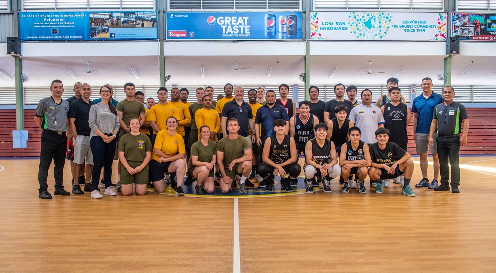 Sailors and Marines Assigned To USS Harpers Ferry Play Basketball with Brunei Basketball Association