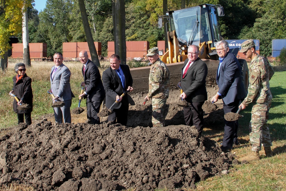 The Papio-Missouri River Natural Resources District broke ground on levee improvements for the R-613 and R-616 levee systems at Haworth Park, in Belleville, Oct. 15.