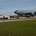 KC-135 lands with hangar