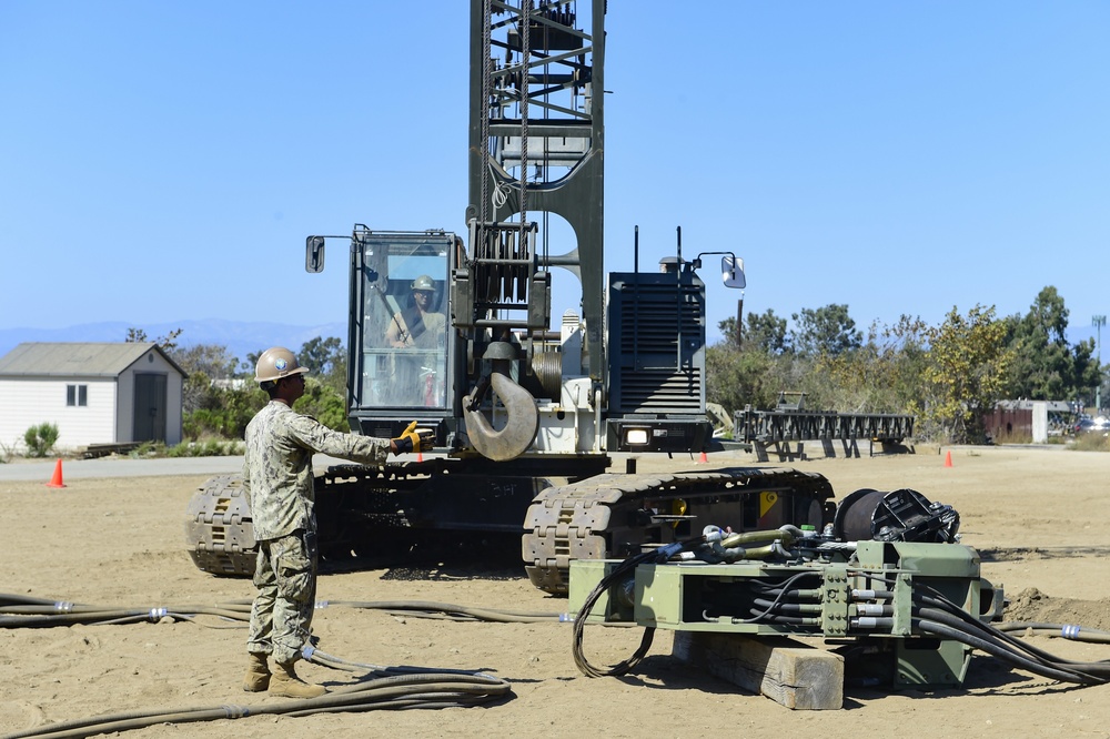 Seabees Conduct Pile Driving Training for Port Damage Repair Capability