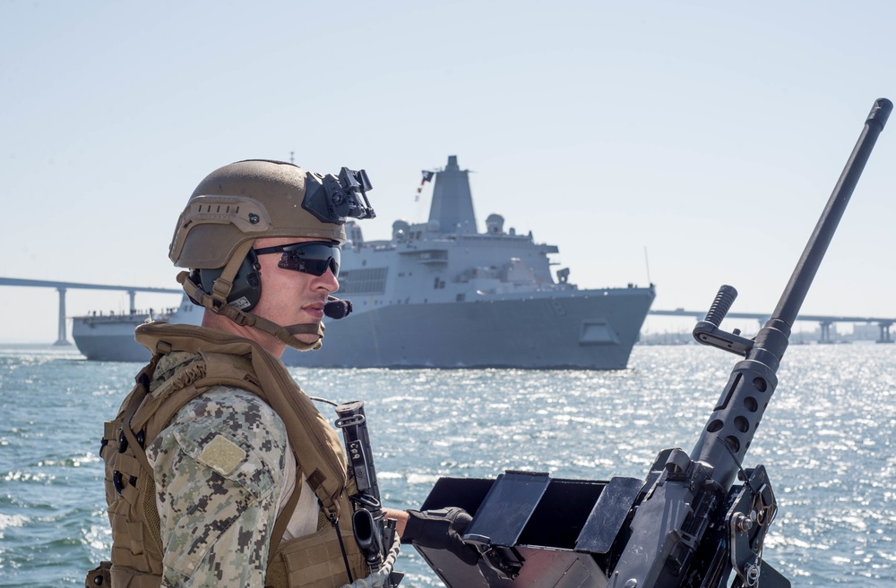 CRS 3 Mark VI Patrol Boats Escorts USS New Orleans During Outbound Transit in San Diego