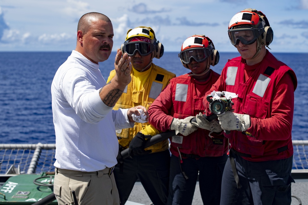 Gabrielle Conducts Flight Deck General Quarters Exercise