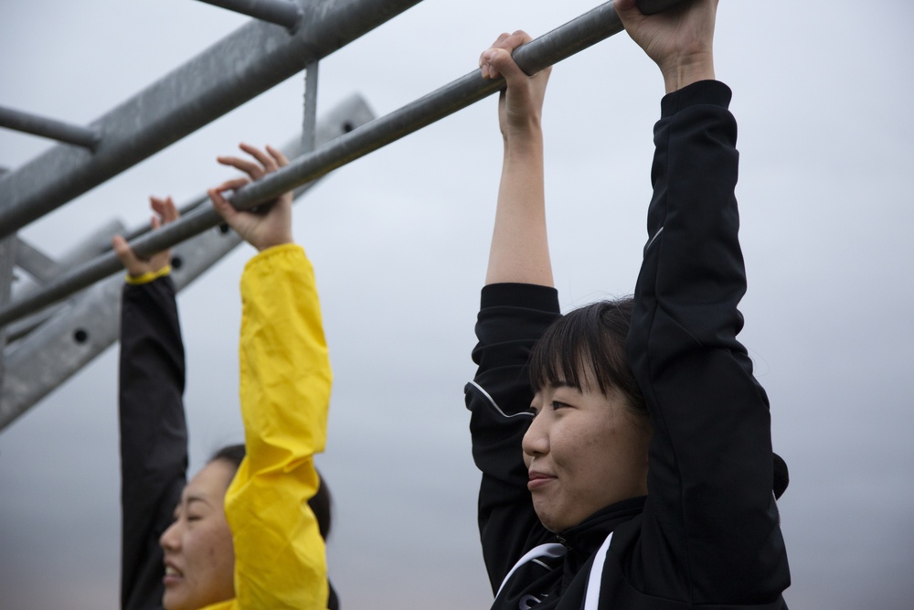 JGSDF service members execute Marine Corps physical training