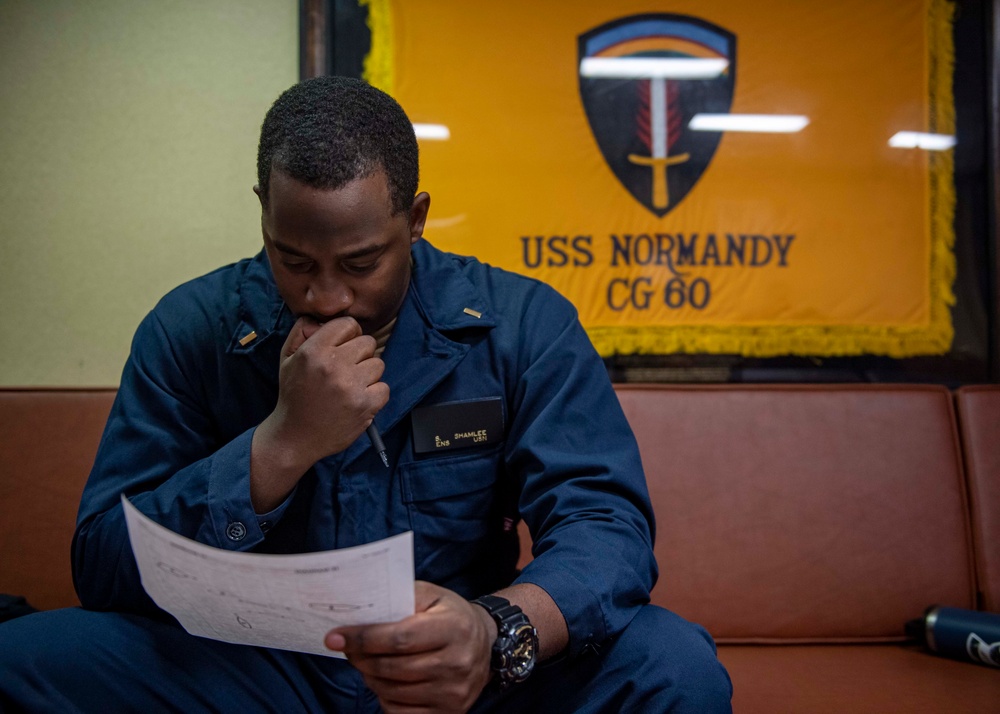 USS Normandy Sailor Takes Rules Of The Road Test