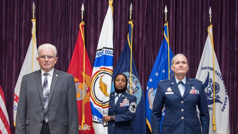 Air Force Colonel Aimee L. Storm assumes DEOMI Leadership during Assumption of Leadership Ceremony