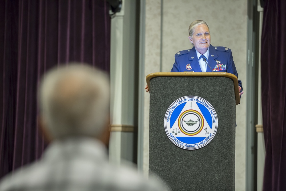 Air Force Colonel Aimee L. Storm assumes DEOMI Leadership during Assumption of Leadership Ceremony