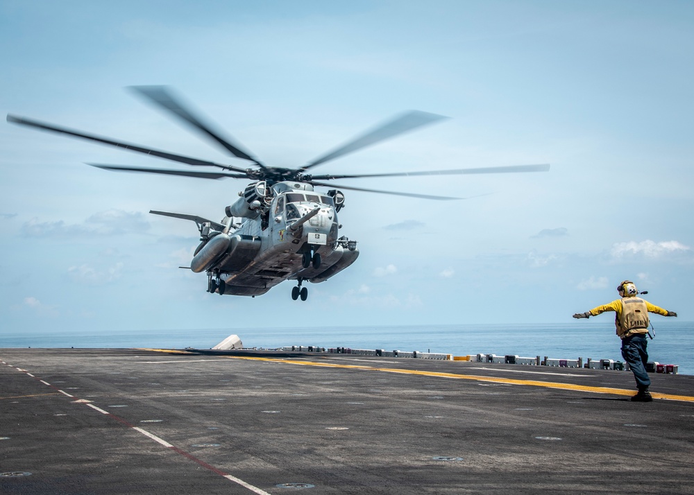 Kilo Company, Battalion Landing Team 3/5 fast-roping on the USS Boxer