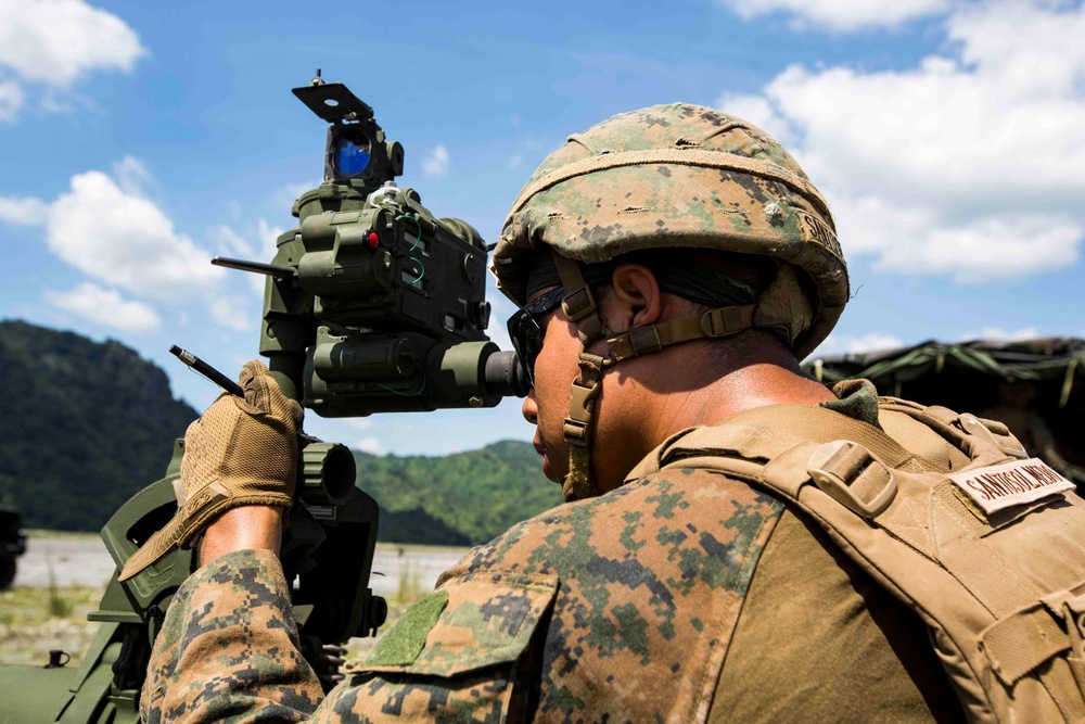 Alpha Battery, Battalion Landing Team, 3rd Bn, 5th Marines conducts live fire during KAMANDAG 3