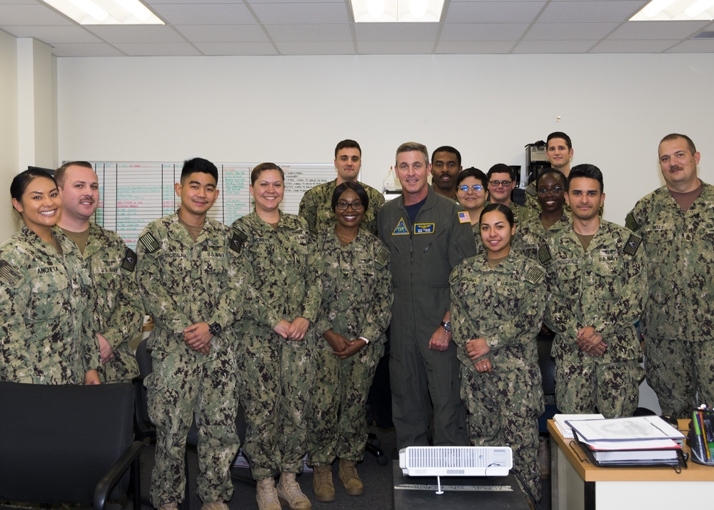 Rear Admiral Peter Garvin, commander, Patrol Reconnaissance Group. visits with Patrol Squadron 46