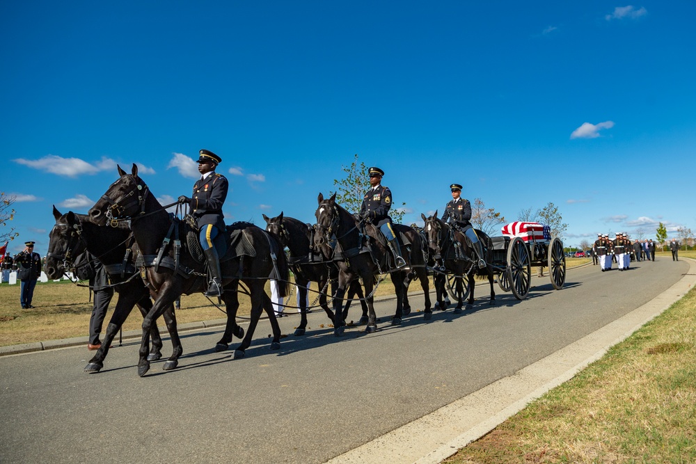 Military Funeral Honors With Funeral Escort are Conducted for U.S. Marine Corps Reserve Pvt. Ted Hall in Section 57