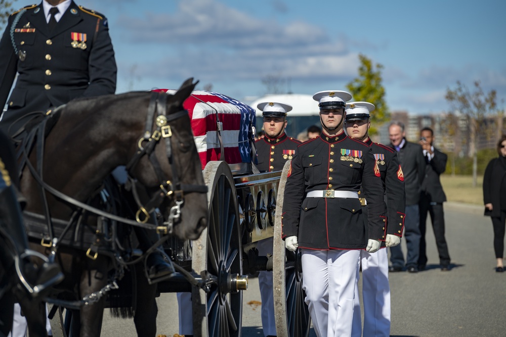 Military Funeral Honors With Funeral Escort are Conducted for U.S. Marine Corps Reserve Pvt. Ted Hall in Section 57