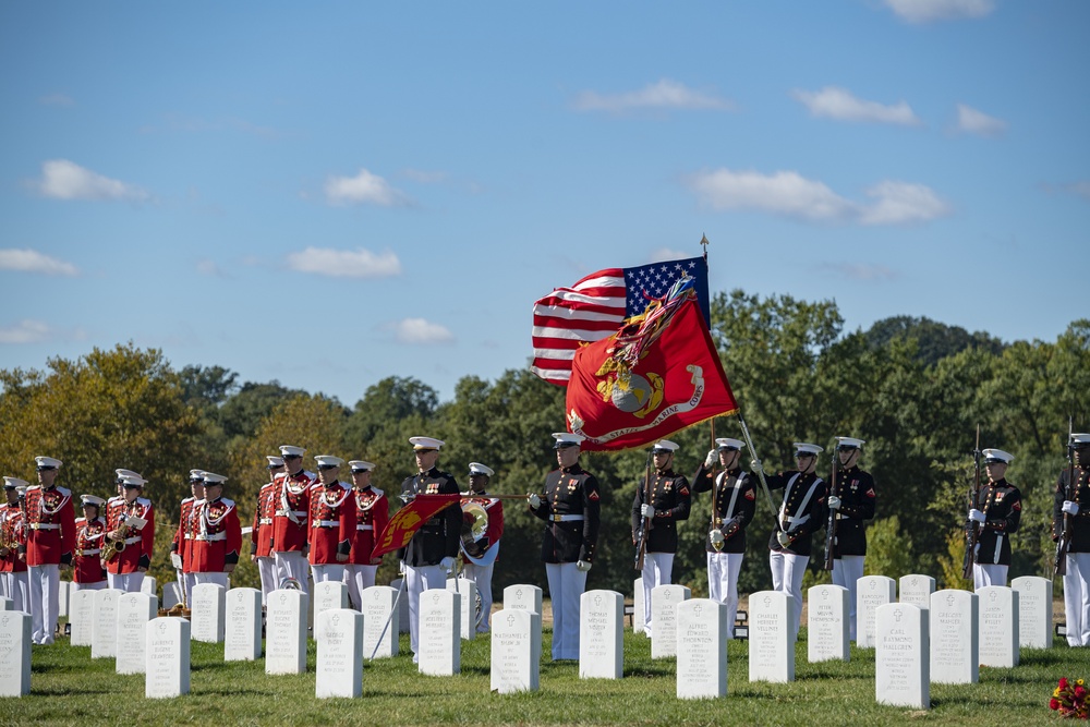 Military Funeral Honors With Funeral Escort are Conducted for U.S. Marine Corps Reserve Pvt. Ted Hall in Section 57