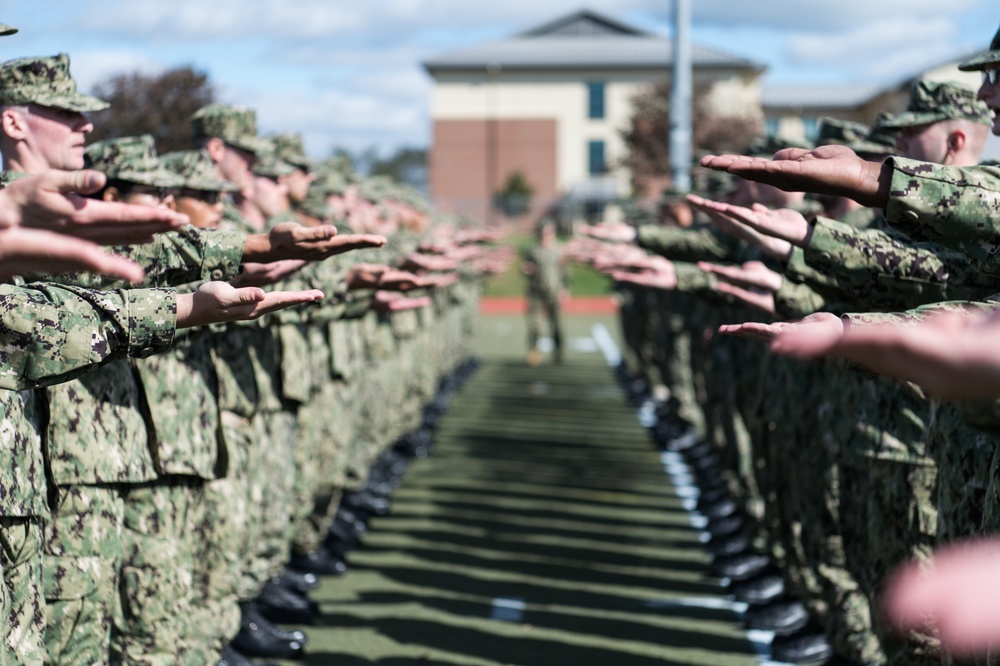 191018-N-TE695-0001 NEWPORT, R.I. (Oct. 18, 2019) -- Navy Officer Candidate School reach a milestone as junior officer candidates