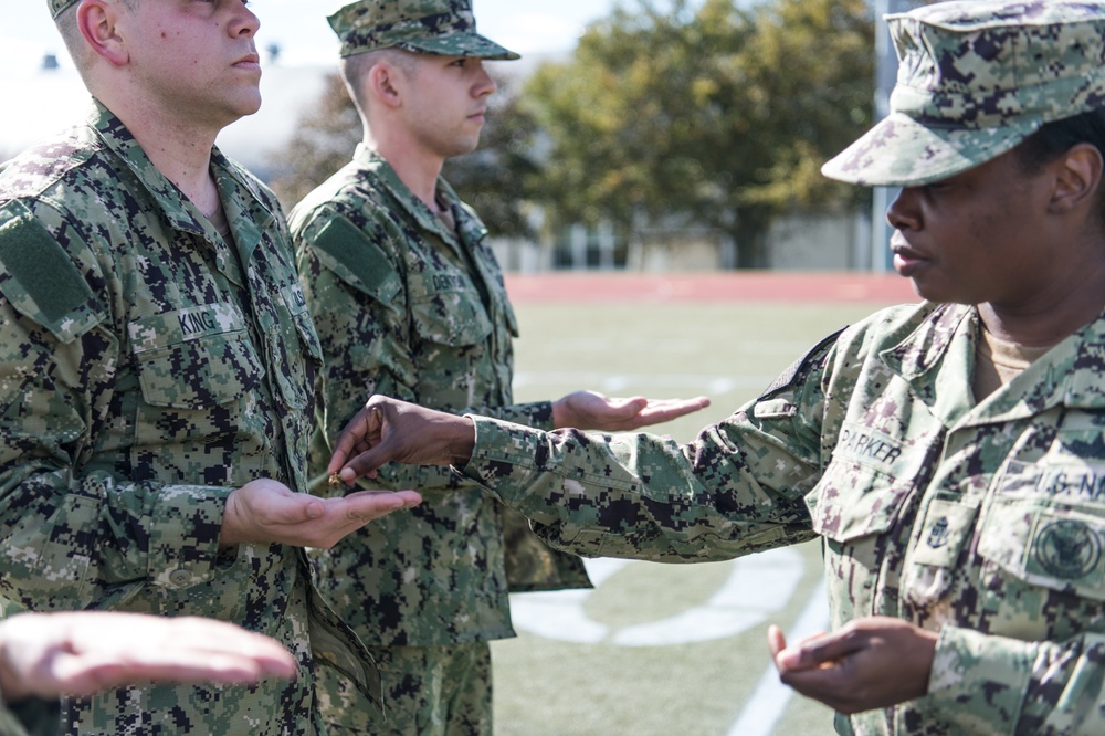 191018-N-TE695-0002 NEWPORT, R.I. (Oct. 18, 2019) -- Navy Officer Candidate School reach a milestone as junior officer candidates