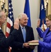 Barbara Barrett takes the administrative oath of office as the 25th Secretary of the Air Force
