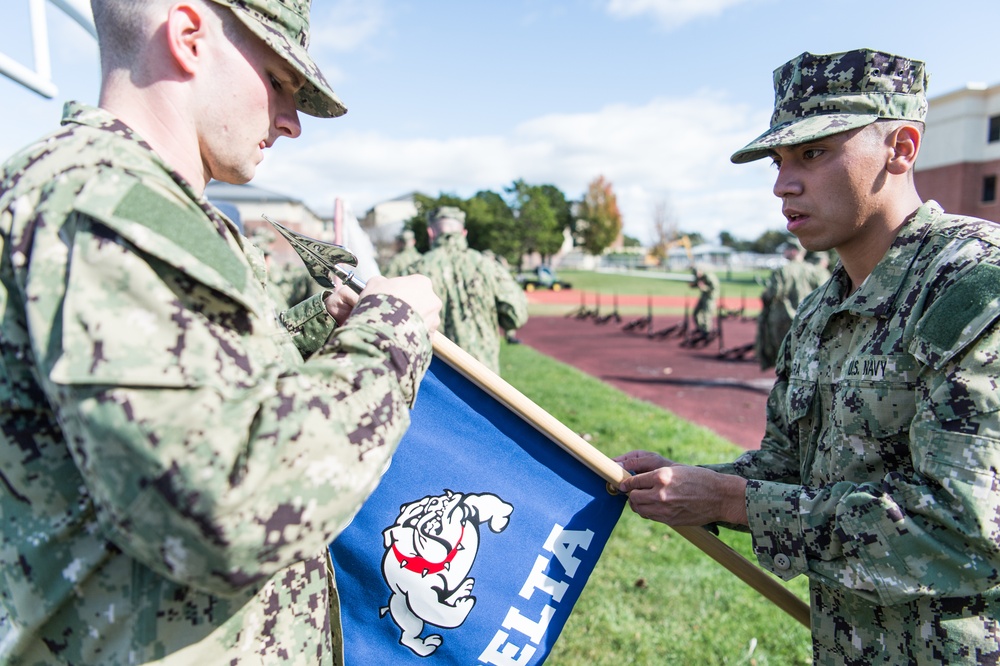 191018-N-TE695-0014 NEWPORT, R.I. (Oct. 18, 2019) -- Navy Officer Candidate School reach a milestone as junior officer candidates