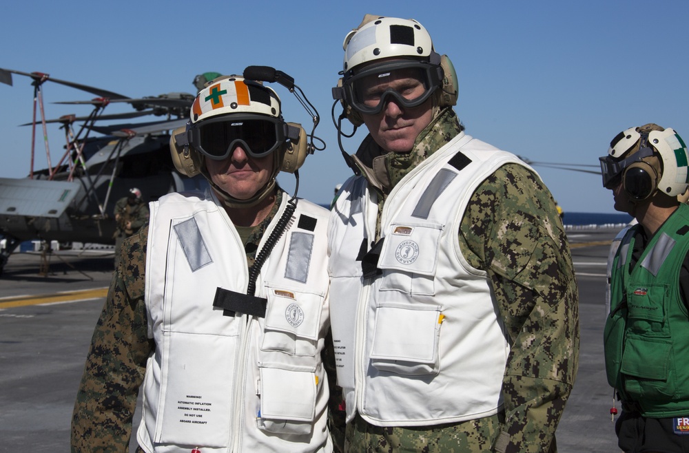 Lt. Gen. Robert F. Hedelund visits the USS Bataan