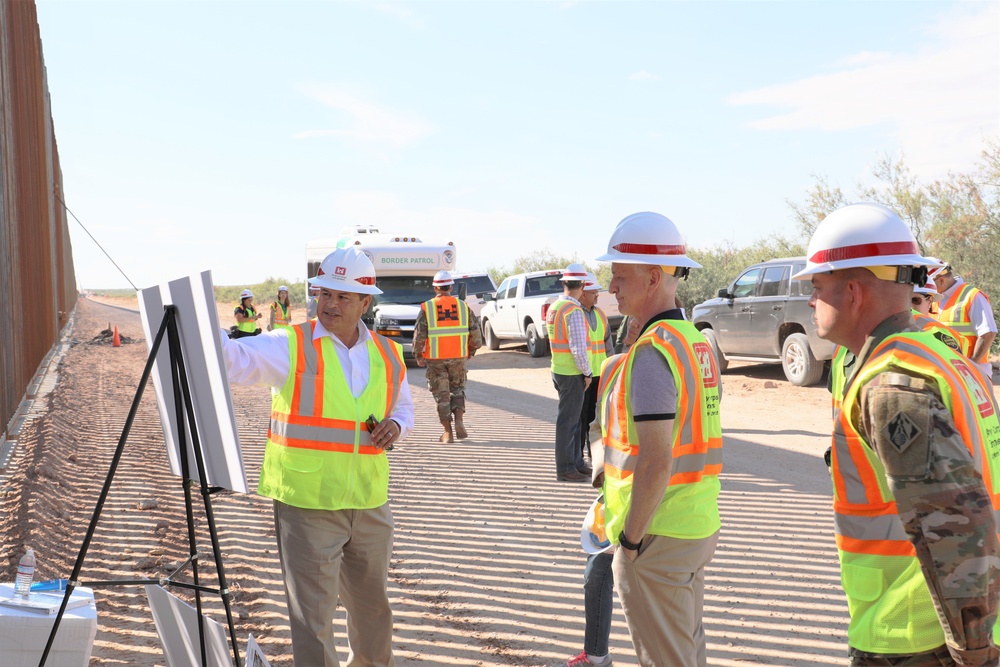 U.S. Army Corps of Engineers briefs Rep. Adam Smith on border barrier project in Columbus, N.M.