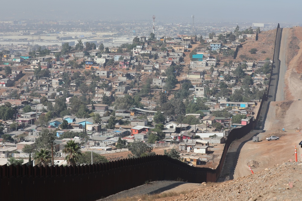 Western view of U.S./Mexico border at Task Force Barrier project site San Diego 4