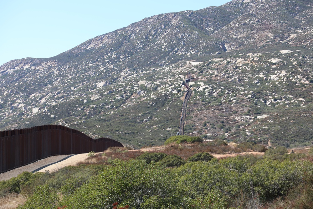 Southern border barrier at U.S. Army Corps of Engineers Task Force Barrier project site San Diego 11 near Tecate, Calif.