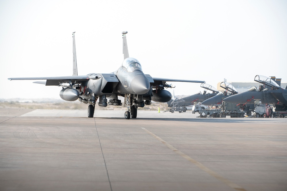 F-15E Strike Eagles arrive at ADAB in support of ongoing operations