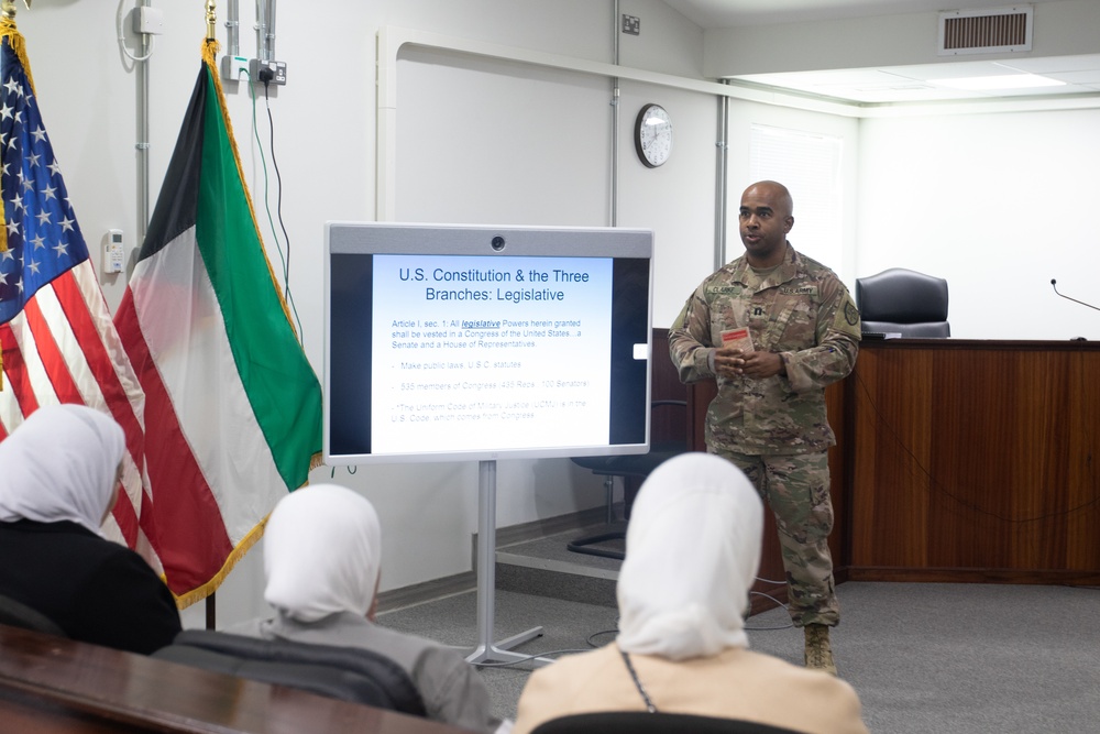 Capt. Stephen J. Clarke explains the three branches of U.S. government