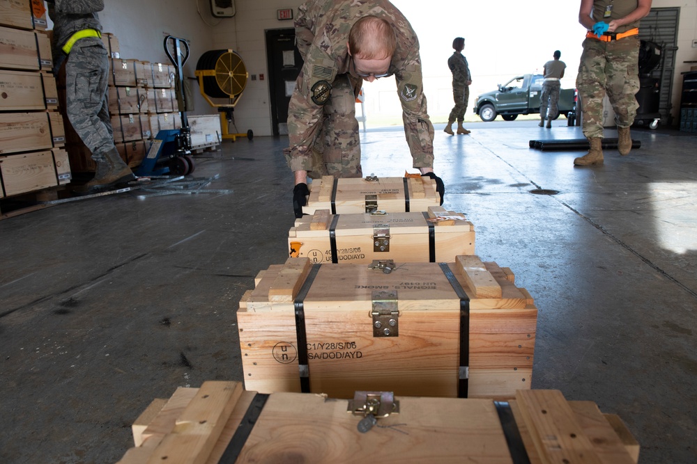 Moody munitions flight processes new shipments