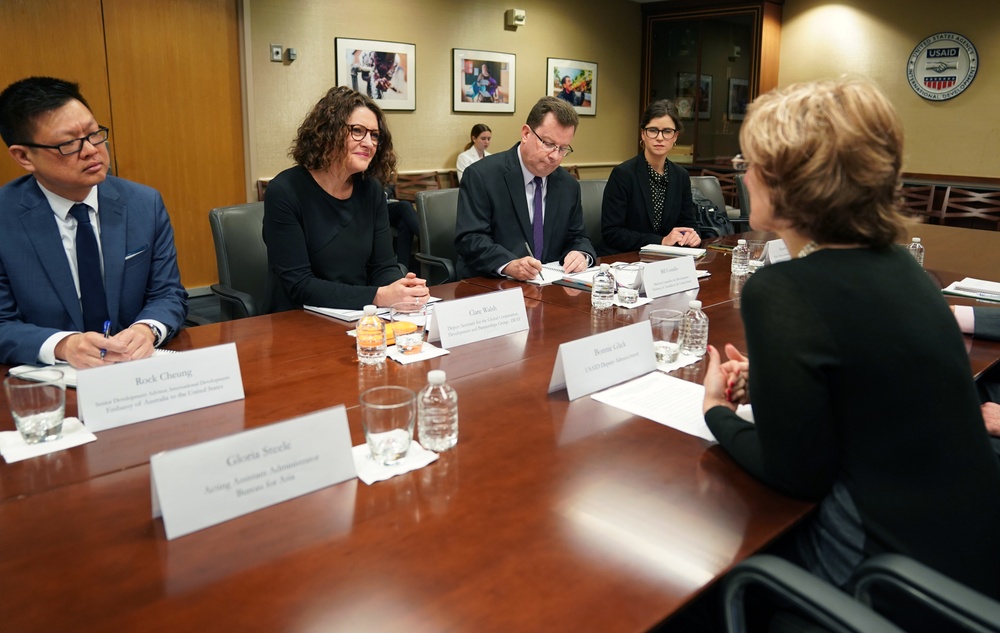 USAID Deputy Administrator Bonnie Glick meeting with Clare Walsh.