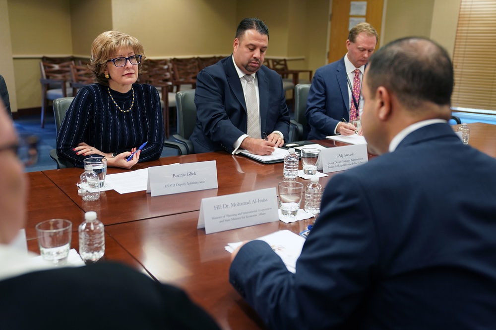 USAID Deputy Administrator Bonnie Glick meeting with Dr. Mohammed Ississ.