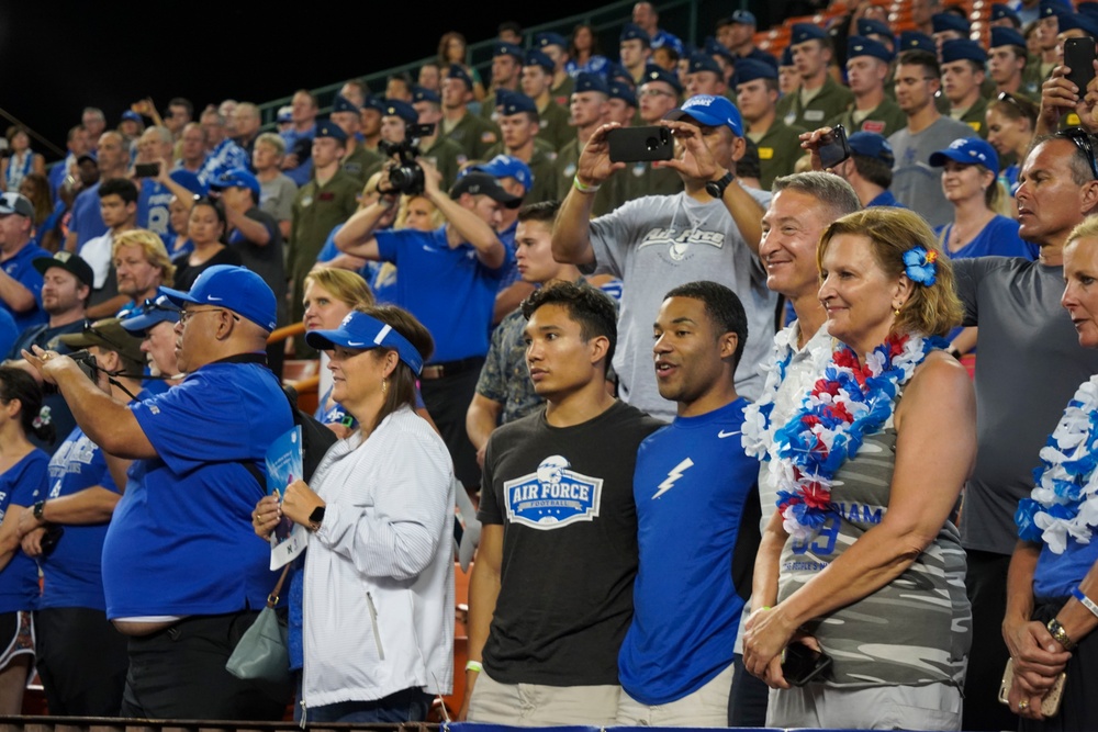 USAFA sports C-17 legacy jersey for game against Rainbow Warriors