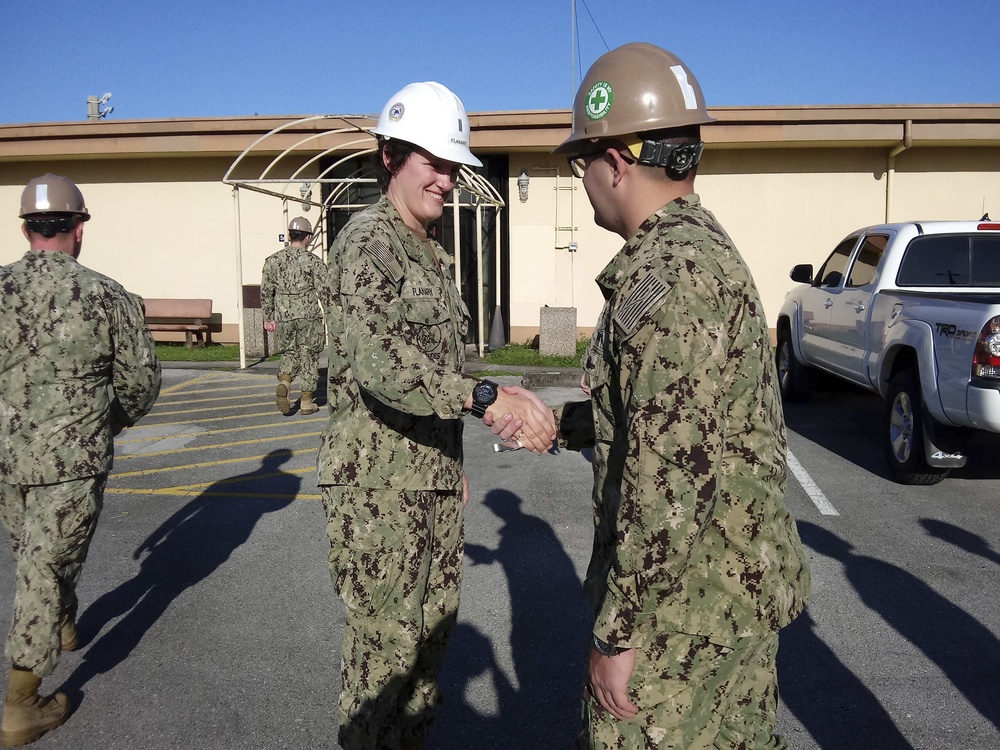 Promotion Ceremony for the officer-in-charge of NMCB-5’s Detail Guam