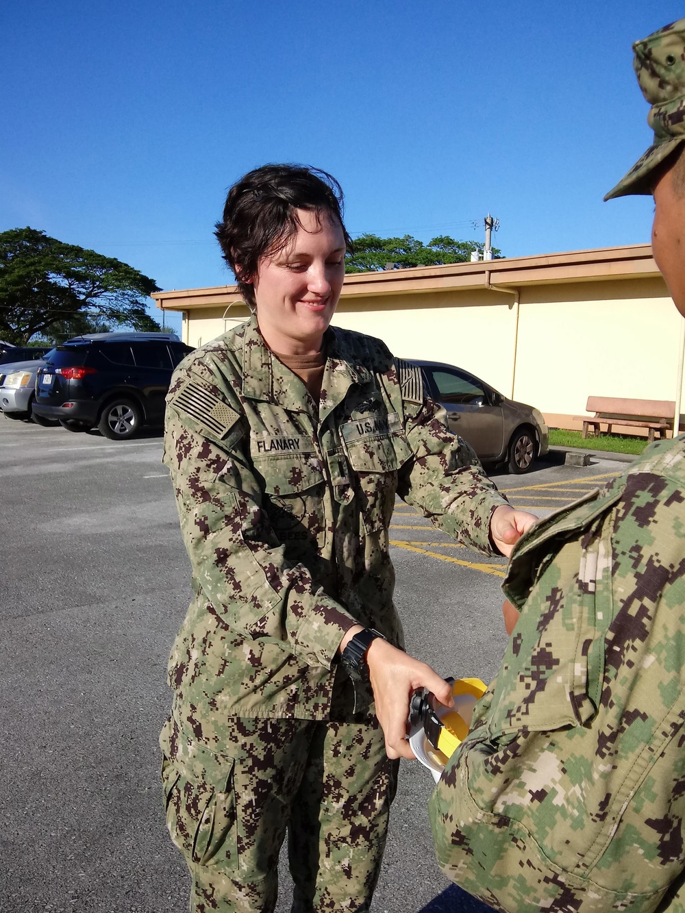 Promotion Ceremony for the officer-in-charge of NMCB-5’s Detail Guam