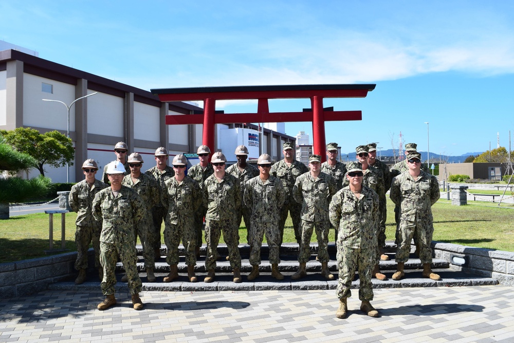 NMCB-5 and NMCB-4's Detail Iwakuni Seabees, deployed to Marine Corps Air Station Iwakuni, perform turnover