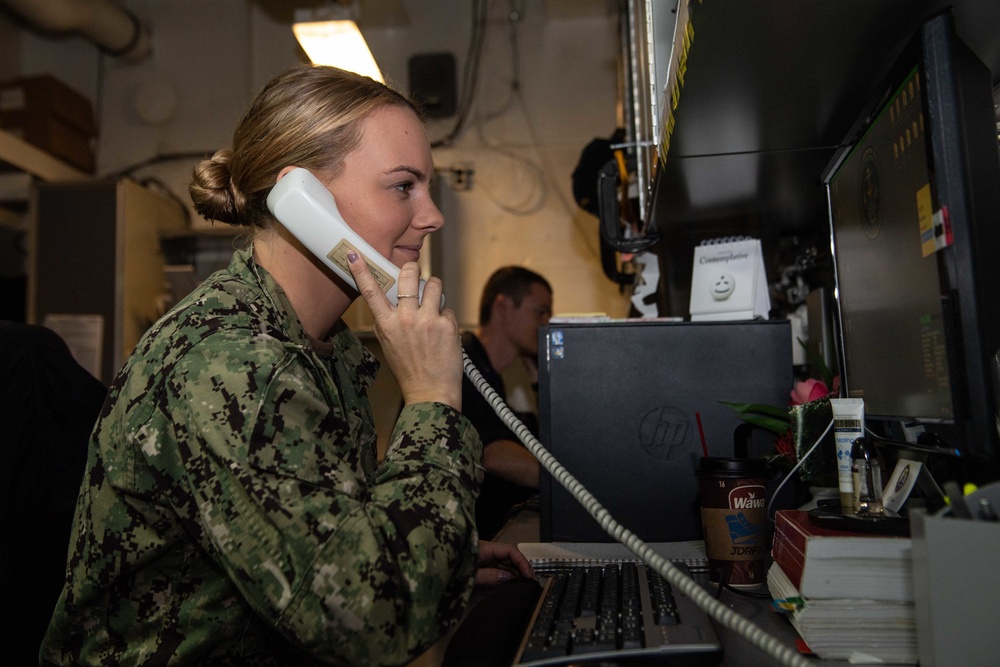 U.S. Sailor answers phone