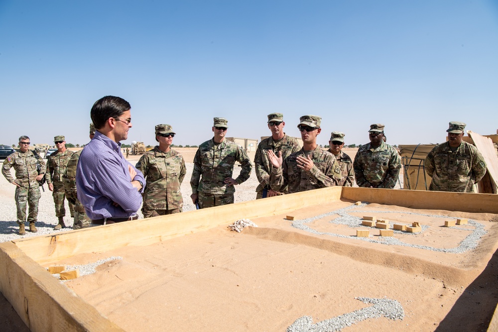 Defense Secretary Mark T. Esper meets Patriot missile specialists