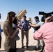 Defense Secretary Mark T. Esper speaks with members of the press In Saudi Arabia