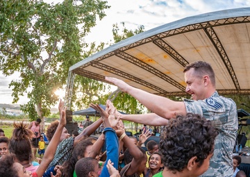 High fiving in Papua New Guinea