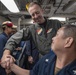 Rear Admiral Wikoff, commander, Task Force SEVEN ZERO (CTF 70) speaks with Sailors aboard USS Antietam (CG 54)