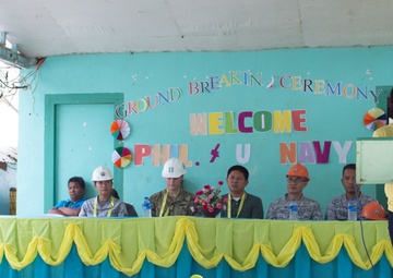 NMCB-5 attends the Sama Sama Children's Learning Center groundbreaking ceremony at Kamuing Elementary School in Palawan, Philippines