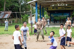 NMCB-5 attends the Sama Sama Children's Learning Center groundbreaking ceremony at Kamuing Elementary School in Palawan, Philippines