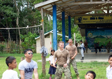 NMCB-5 attends the Sama Sama Children's Learning Center groundbreaking ceremony at Kamuing Elementary School in Palawan, Philippines